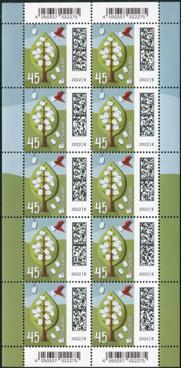 45Cent Welt der Briefe 10er Bogen, Bundesdruckerei ( BDB )