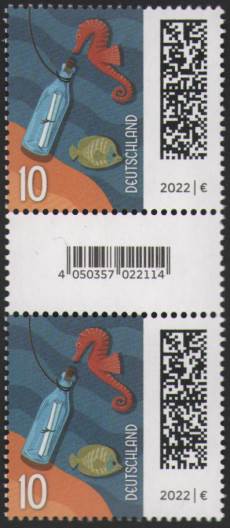 0,10€, Mi.Nr.3723 II ** 200er Rolle, SZ2 mit 2 stelliger Nr. gerade, EAN Code , Druck Bundesdruckerei