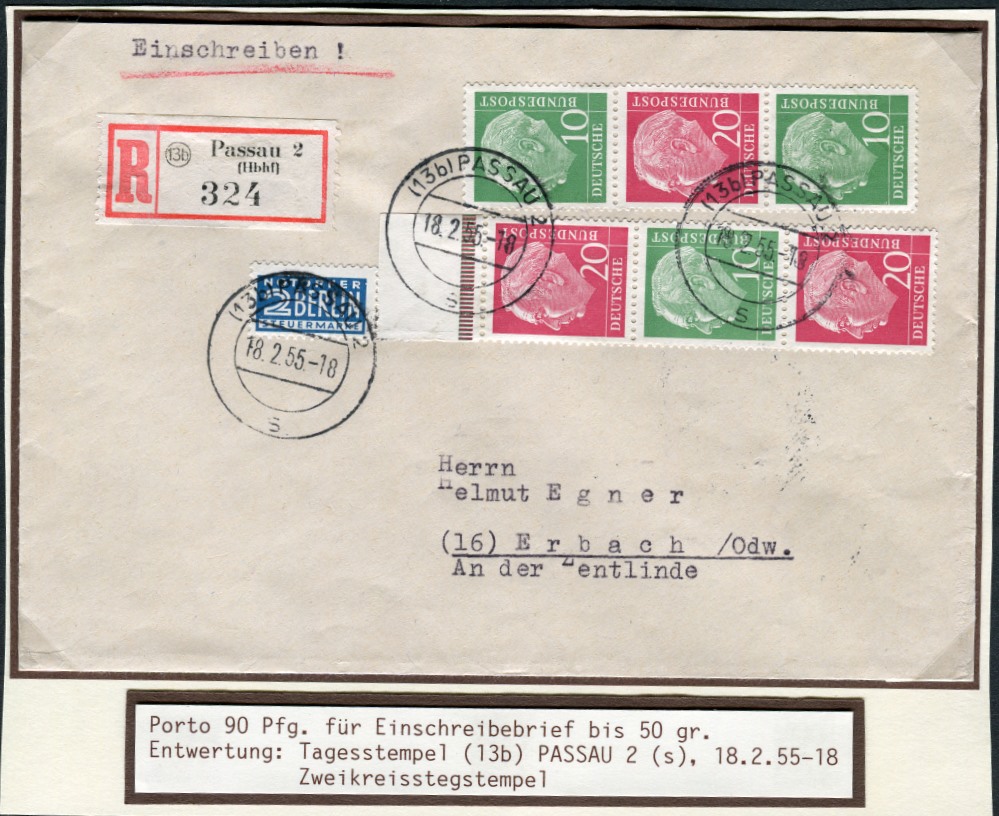 Brief mit S34 mit OR +S36 Einschreibebrief bis 50 gr.