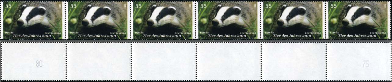 6er-Streifen m. Nr. 2/2 stellig