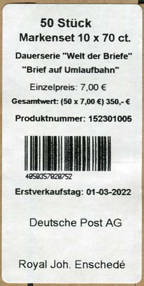 FB 119aI Verpackungslabel 2 ( 50 über K)- Enschedé