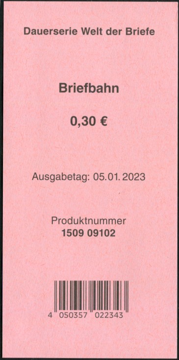 30Cent Welt der Briefe Zwischenblatt, Bundesdruckerei ( BDB )
