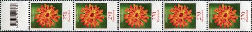 bu_3475_II_5er_ohne_ean9.jpg_1 2.70€, Mi.Nr.3475II ** 200er Rolle, EAN Code C oben, Nr. Typ 3, 5er Streifen mit ungerader 3stelliger Nr.