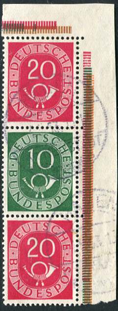 Bund ZDR S10 gestempelt, Eckrand oben rechts