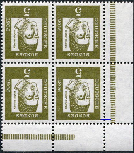 Bund ZDR ER 9.8.2 ** unten rechts 4er Block, aus MHB 515 135 2, Strl siehe RLV IVa, 2 Striche unter Markenbild
