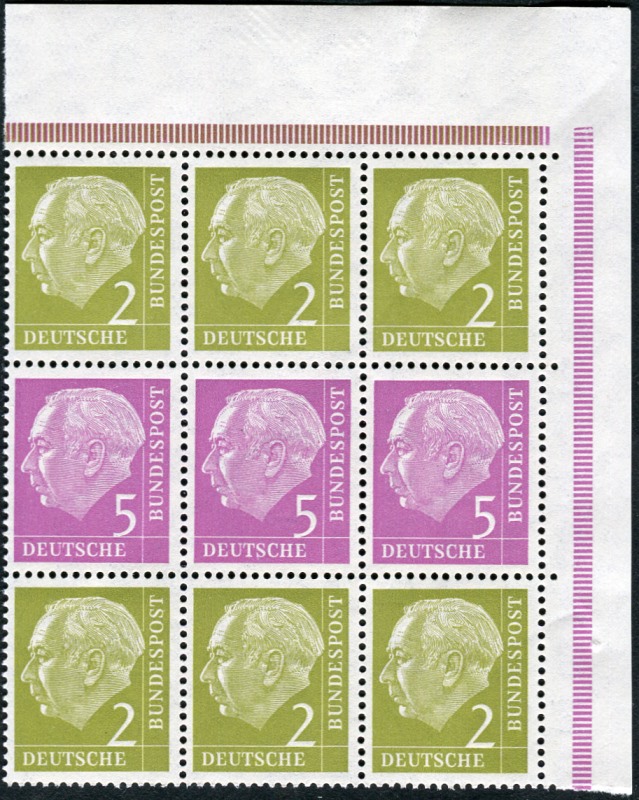 Bund ZDR ER3.2, S18 ** 9er Block, Eckrand oben rechts