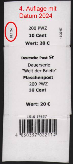 0,10€, Mi.Nr.3723 II ** 200er Rolle Verpackung