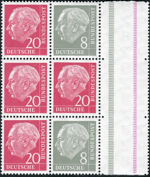 Bund ZDR S50 X ** mit Zwischensteg Strl. grau + lilarosa