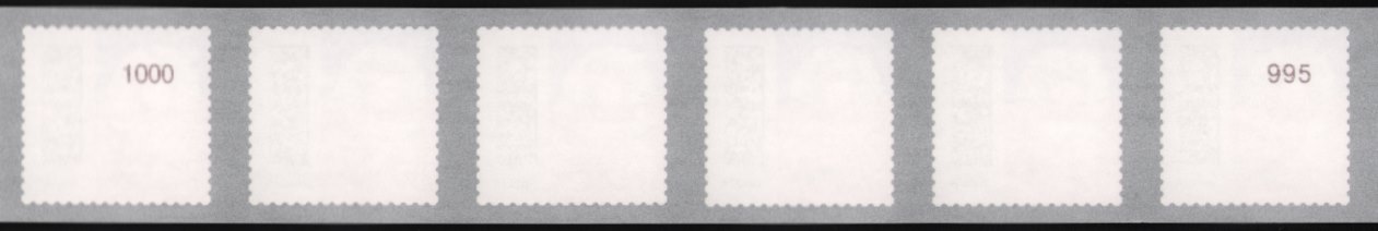 0,32€, Mi. Nr. 3711 **, 6er Streifen mit 3-4stelliger Nr., ohne Null, 5000er Rolle