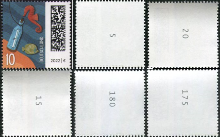 0,10€, Mi.Nr.3723 II ** Einzelmarke mit 1stelliger Nr.