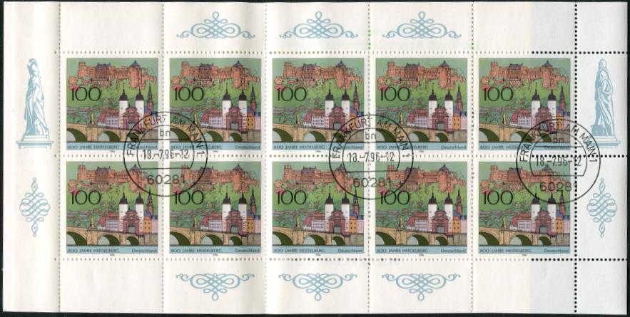 MH 33 Ersttagsstempel Frankfurt. durchgezähnt MH 33 Ersttagsstempel Frankfurt. durchgezähnt