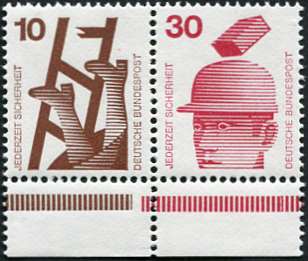 Bund ZDR W29.1 ** Unterrand, Strl braun + rot mit Abstand