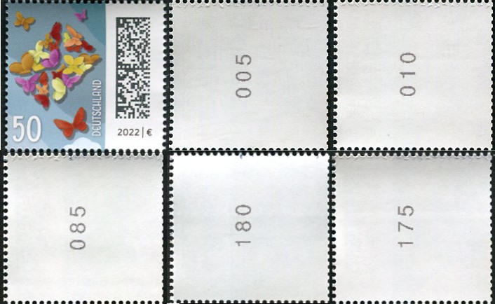 0,50€, Mi.Nr.3714 II **, Einzelmarke mit 3 stelliger Nr. gerade, unter 100