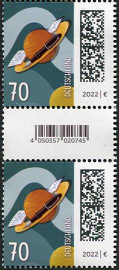 0,70€, Mi.Nr.3670 I **  200er Rolle SZ2 mit 1 stelliger Nr. ungerade, EAN Code