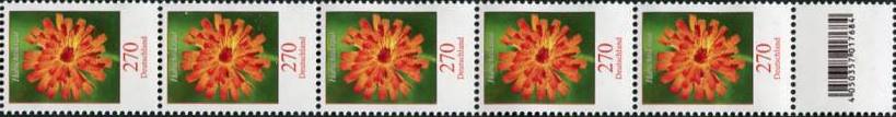 bu_3475_II_5er_ean_unten9.jpg_1 2.70€, Mi.Nr.3475II ** 200er Rolle, EAN Code C unten, Nr. Typ 3, 5er Streifen mit ungerader 3stelliger Nr.