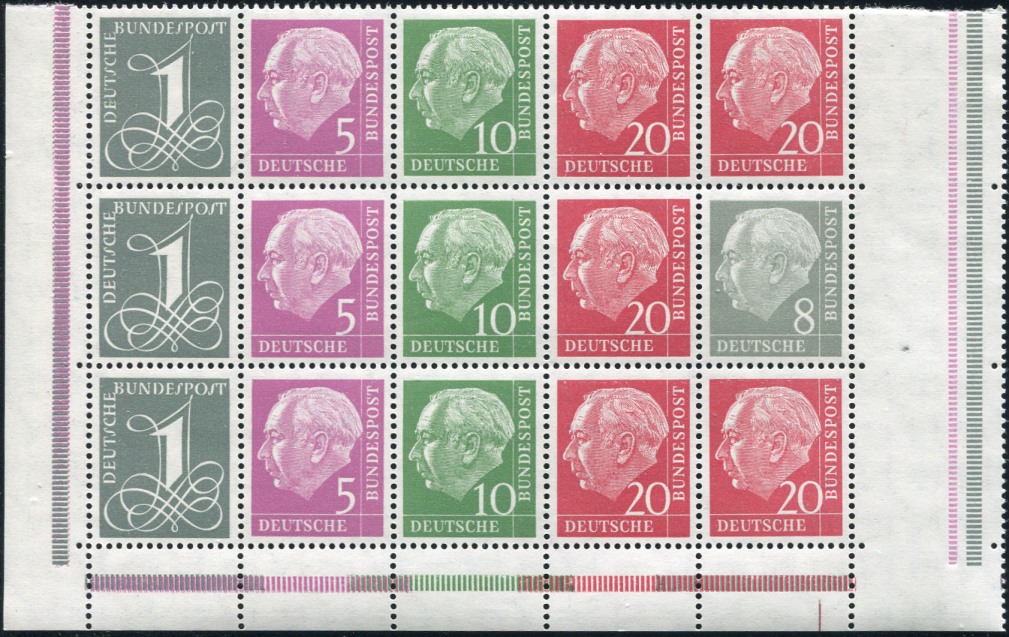 H-Blatt ER_li_unten_8yII **, RLV IV, 15er Block mit Zwischensteg