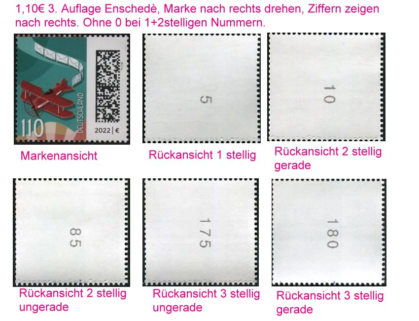1,10€, Mi.Nr.3671 II ** 3. Auflage, Einzelmarke mit 3 stelliger ungerader Nr.
