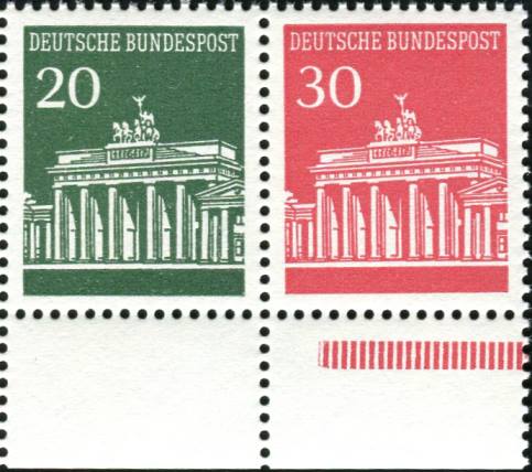 Bund ZDR W28.1 ** Unterrand, Strl beginnt bei der 30PF Marke