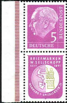 Bund ZDR S 43 ** Seitenrand links lila