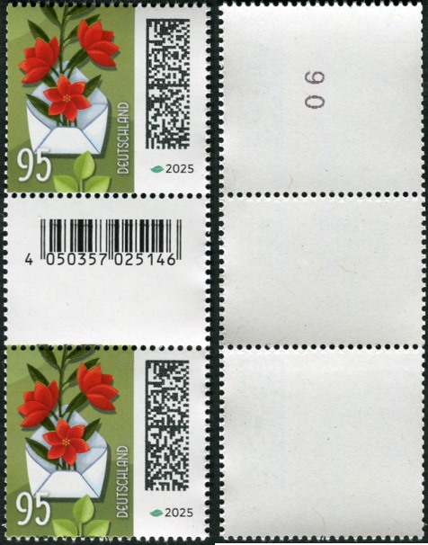 0,95€, Mi.Nr.3898 **  SZ2 mit 2 stelliger Nr. gerade, EAN Code