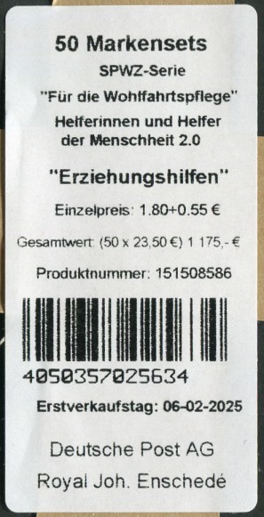 FB 147 Verpackungslabel, Produkt Nr. 1515 08586,  Druck RJE