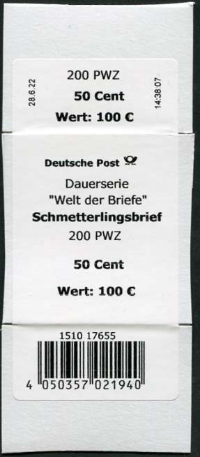 0,50€, Mi.Nr.3714 I ** 200er Rolle Verpackung, Bundesdruckerei