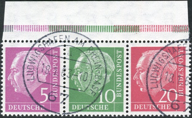 Bund ZDR W20 X d gestempelt Oberrand 