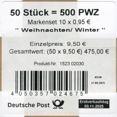 FB 152 Verpackungslabel, Produkt Nr. 1523 02030,  Druck GDL