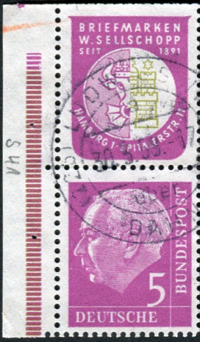 Bund ZDR S 41 gestempelt, Seitenrand links wie RLV III