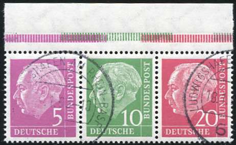 Bund ZDR W20 X gestempelt, Oberrand