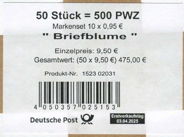 FB 150 Verpackungslabel 2 rechteckig, Produkt Nr. 1523 02031,  Druck GDL