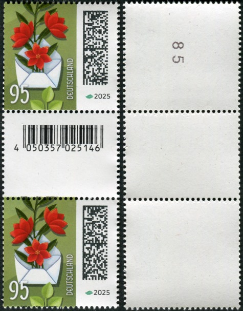 0,95€, Mi.Nr.3898 **  SZ2 mit 2 stelliger Nr. ungerade, EAN Code