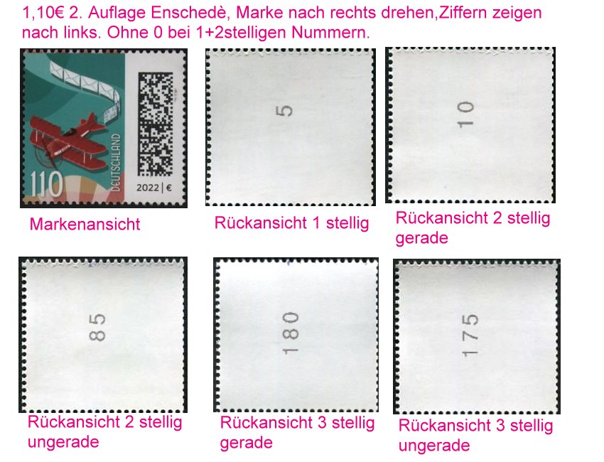 1,10€, Mi.Nr.3671 II ** 2. Auflage, Einzelmarke mit 3stelliger gerader Nr.