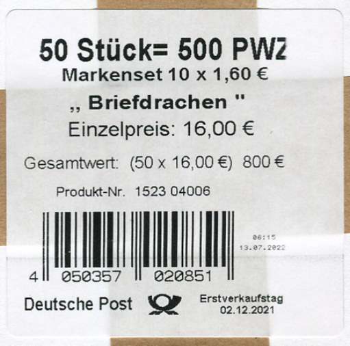 FB 116aI Verpackungslabel Typ 2ba, Datum kleine Schrift, Druck Giesecke & Devrient