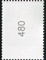 0,80€, Mi.Nr.3469II ** 500er Rolle, EAN Code C unten, Nr. Typ 3, 5er Streifen mit gerader 3stelliger Nr.