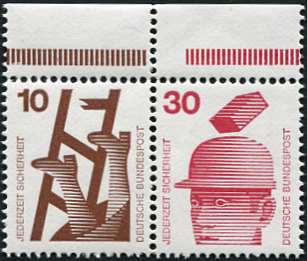 Bund ZDR W29.1 ** Oberrand, Strl braun + rot mit Abstand