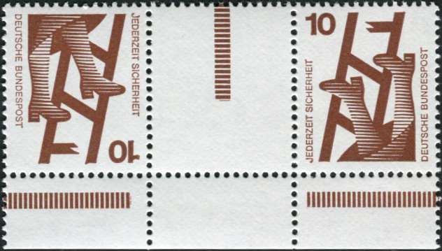 Bund ZDR KZ9a.7 ** Unterrand, Strl braun unten 10-11mm verkürzt