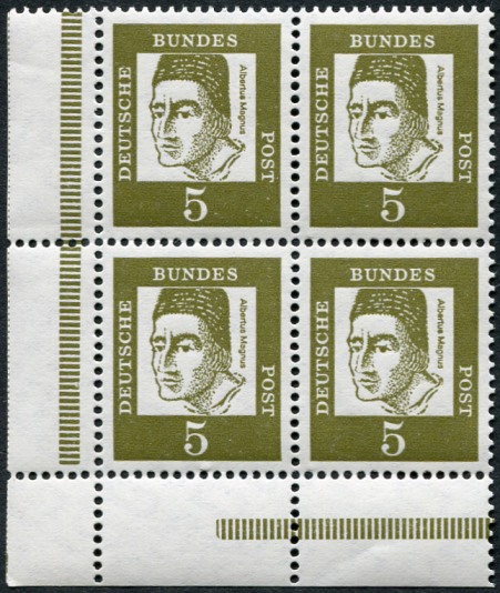 Bund ZDR ER 9.7.2 ** unten links 4er Block, aus MHB 515 135 2, Strl siehe RLV VIb + Punktleiste links mit Verdickung